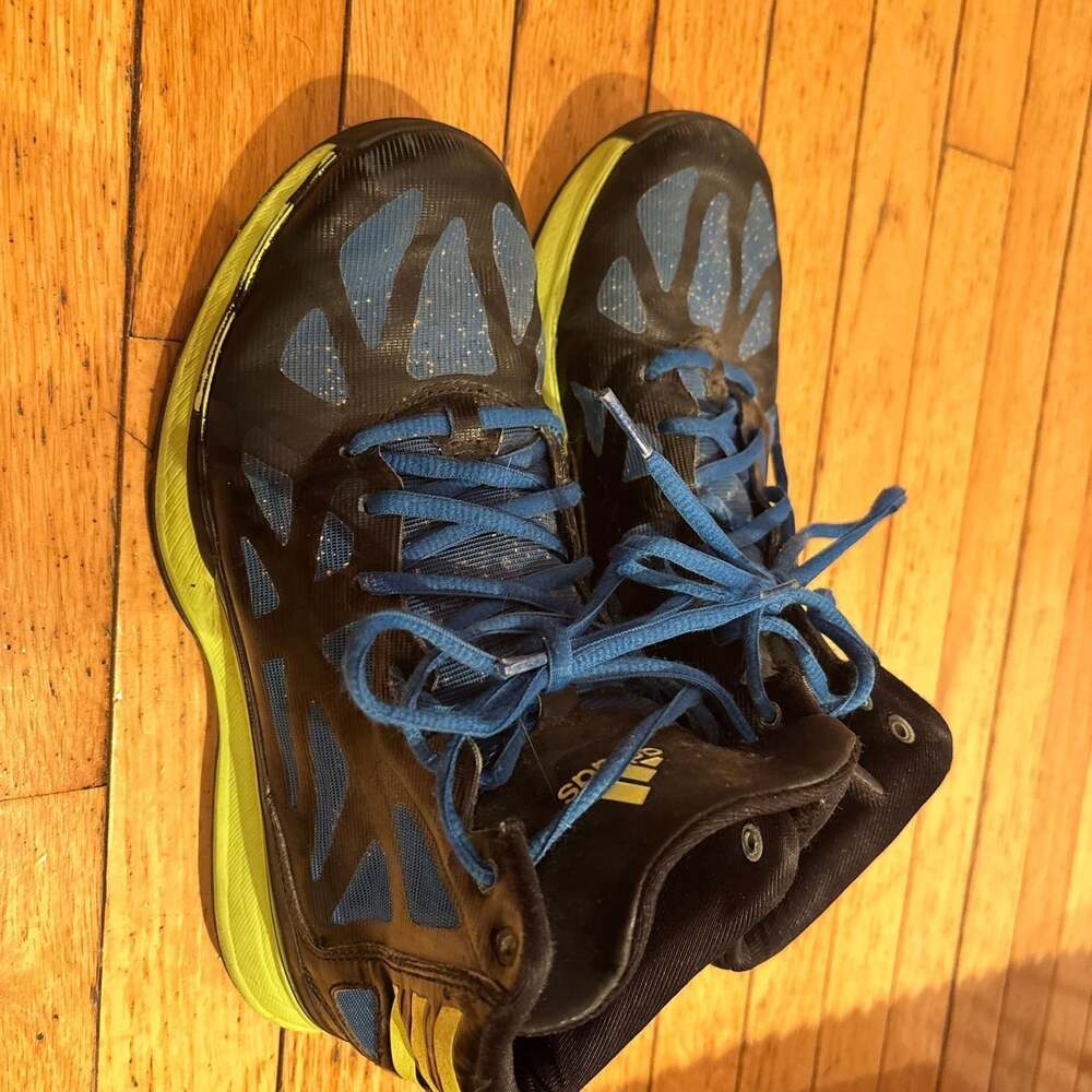 Adidas High Top Basketball Shoes Ape 779001 Size 4.5 Black Blue Neon Green